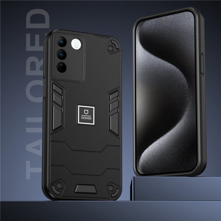 For vivo V27 5G / V27 Pro 5G / S16 / S16 Pro Case Rugged Hard PC+Soft TPU Phone Cover  - Black