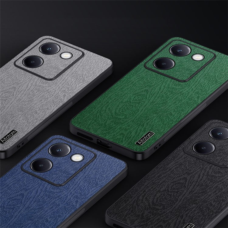 For vivo Y100i 5G Cell Phone Case Wood Grain PU+PC+TPU Protective Cover - Blue