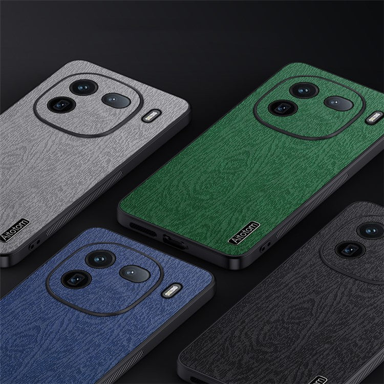 For vivo iQOO 12 Pro 5G Back Shell Wood Grain PU+PC+TPU Cell Phone Case - Green