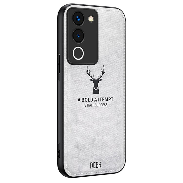 For vivo Y200 (India) 5G Modern Deer Imprinted Case TPU+PC+PU Leather Smartphone Cover - Grey