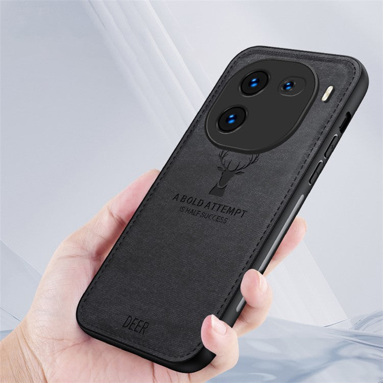 For vivo iQOO 12 Pro 5G Soft Texture Case Anti-Scratch Deer Pattern Phone Cover - Black