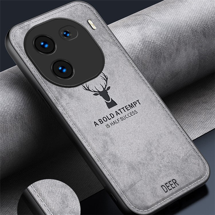 For vivo iQOO 12 Pro 5G Soft Texture Case Anti-Scratch Deer Pattern Phone Cover - Black