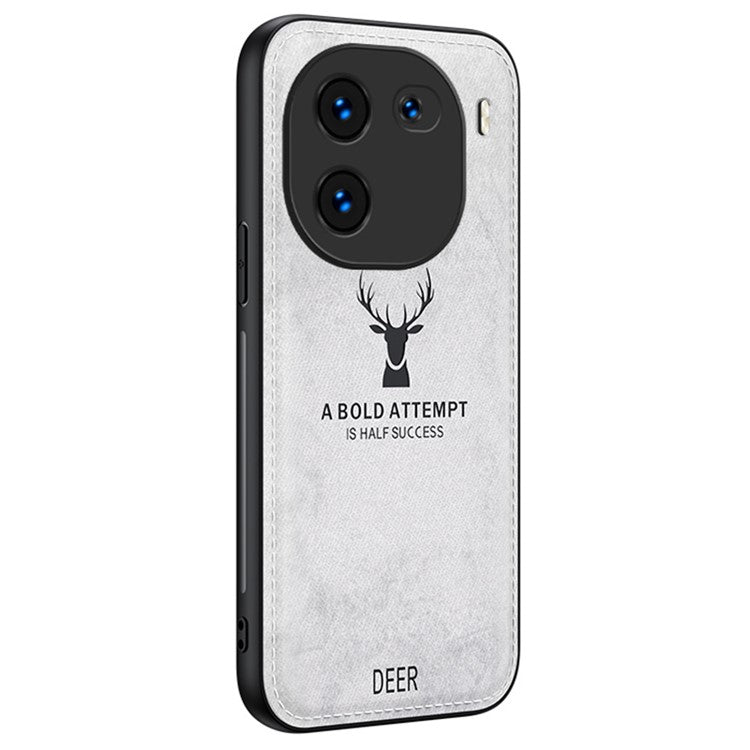 For vivo iQOO 12 Pro 5G Soft Texture Case Anti-Scratch Deer Pattern Phone Cover - Grey