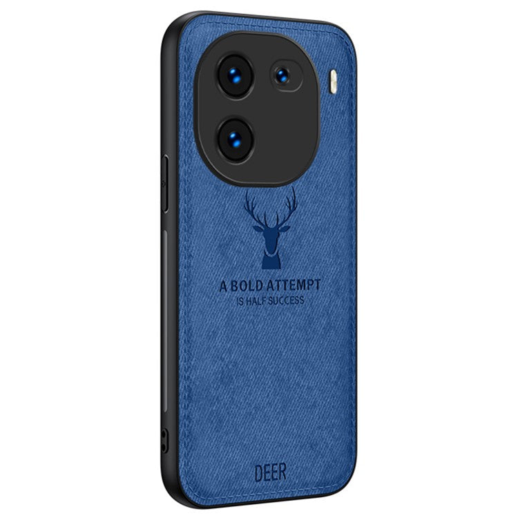 For vivo iQOO 12 Pro 5G Soft Texture Case Anti-Scratch Deer Pattern Phone Cover - Blue