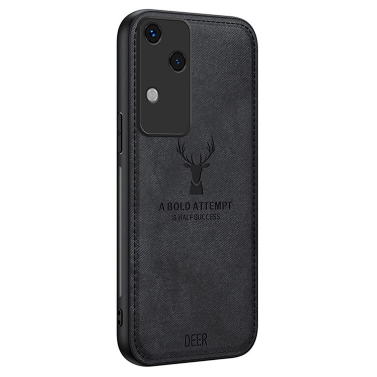 For vivo S18 5G Phone Case Soft Touch Deer Pattern Anti-Fingerprint Phone Cover - Black