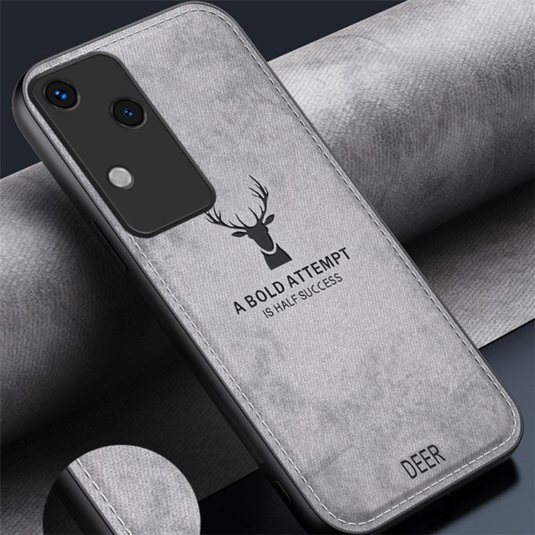 For vivo S18 5G Phone Case Soft Touch Deer Pattern Anti-Fingerprint Phone Cover - Black