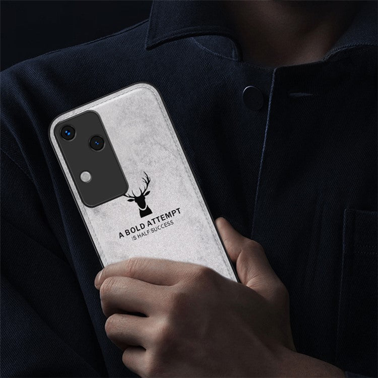 For vivo S18 5G Phone Case Soft Touch Deer Pattern Anti-Fingerprint Phone Cover - Black