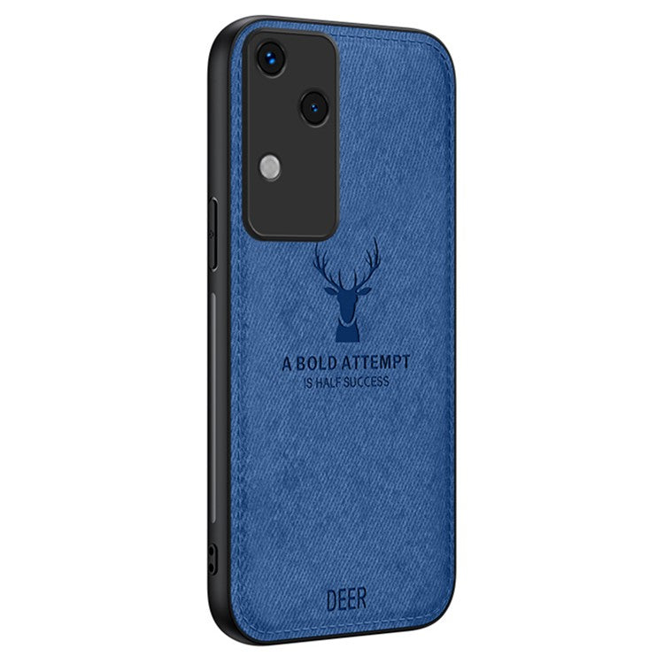 For vivo S18 5G Phone Case Soft Touch Deer Pattern Anti-Fingerprint Phone Cover - Blue