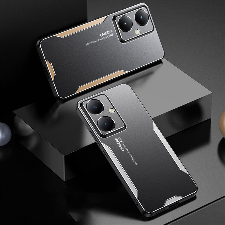 Matte Phone Case for vivo Y35m+ 5G Aluminium Alloy+PC+TPU Protective Cover - Gold