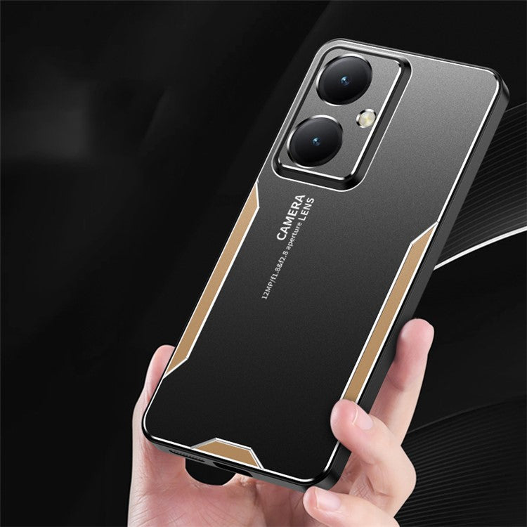 Matte Phone Case for vivo Y35m+ 5G Aluminium Alloy+PC+TPU Protective Cover - Gold