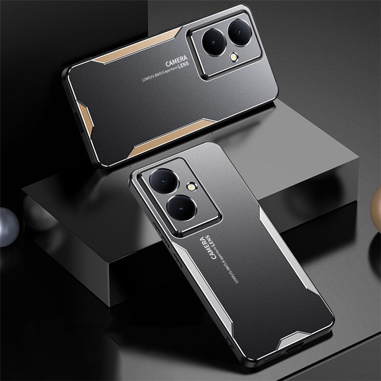 For vivo Y78+ 5G Metal Case Aluminium Alloy+PC+TPU Hybrid Phone Cover - Gold