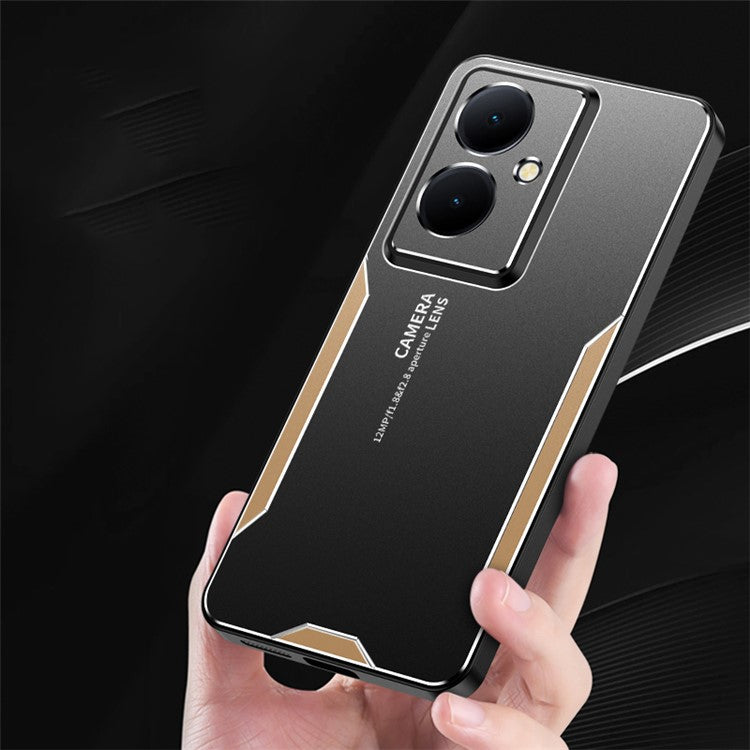 For vivo Y78+ 5G Metal Case Aluminium Alloy+PC+TPU Hybrid Phone Cover - Gold