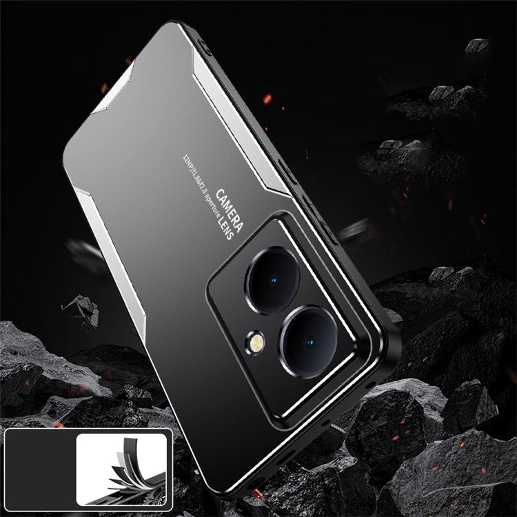 For vivo Y78+ 5G Metal Case Aluminium Alloy+PC+TPU Hybrid Phone Cover - Silver