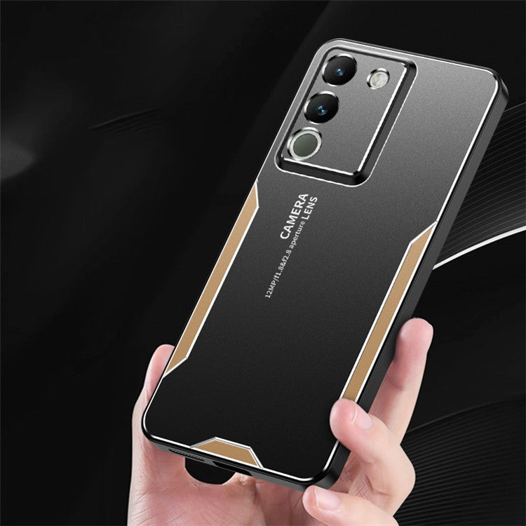 For vivo Y200 (India) 5G PC+TPU+Aluminum Alloy Phone Case Drop Protection Cell Phone Cover - Gold