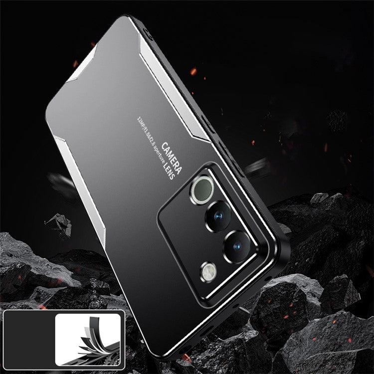 For vivo Y200 (India) 5G PC+TPU+Aluminum Alloy Phone Case Drop Protection Cell Phone Cover - Silver