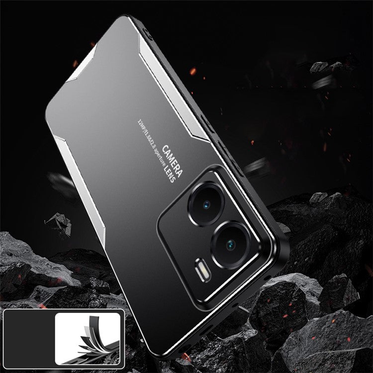 For vivo Y35 5G Metal Phone Case Military-Grade Drop Protection Cover - Silver