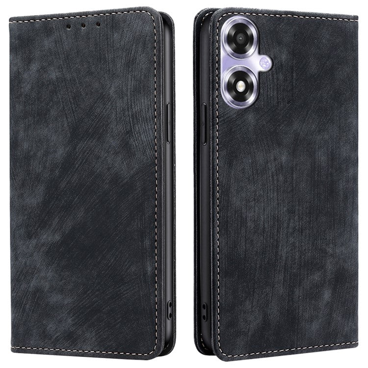 Phone Case for Oppo A2x 5G / A2m 5G Shell PU Leather RFID Blocking Card Holder Cover - Black