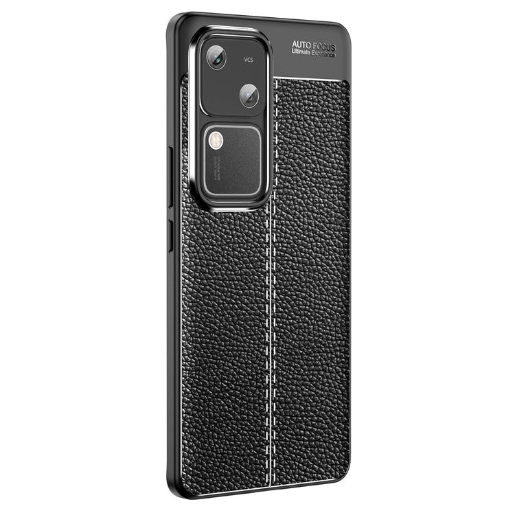 For vivo S18 5G Case Litchi Texture Flexible TPU Phone Protective Cover - Black