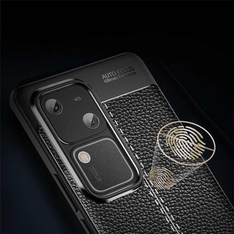 For vivo S18 5G Case Litchi Texture Flexible TPU Phone Protective Cover - Black