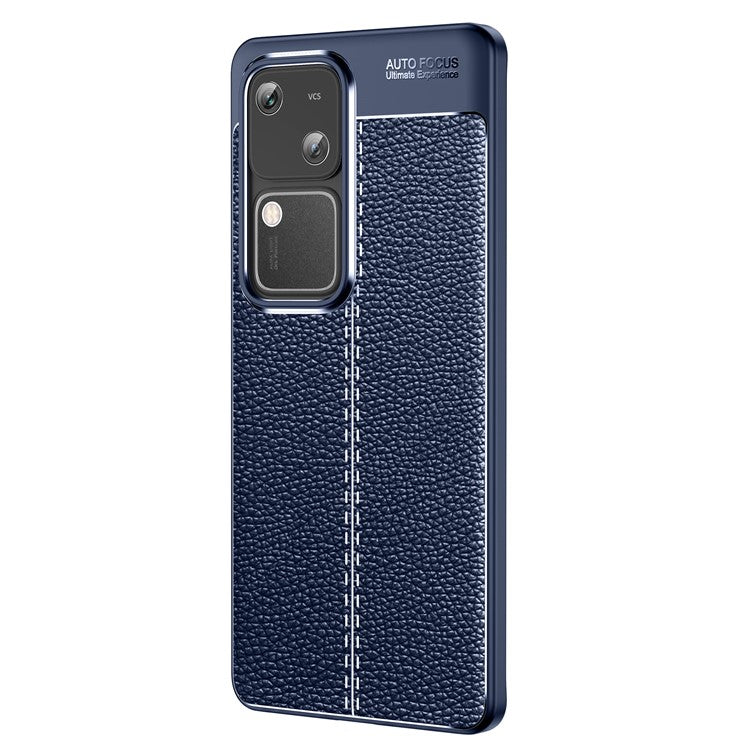 For vivo S18 5G Case Litchi Texture Flexible TPU Phone Protective Cover - Blue