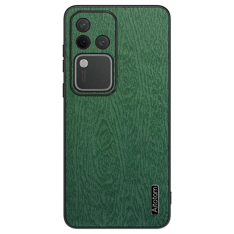 For vivo S18 Pro 5G Case Wood Grain Anti-scratch PU+PC+TPU Protective Shell - Green