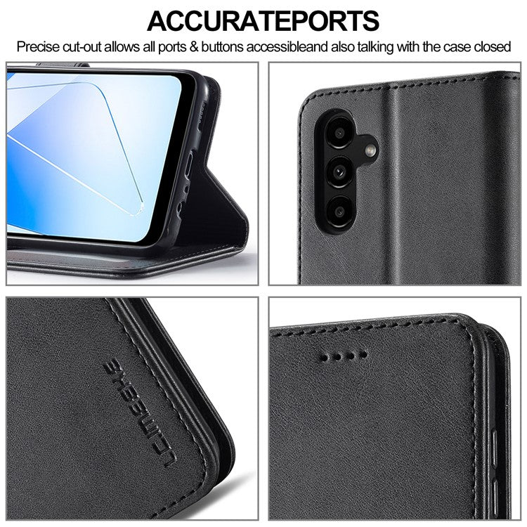 LC.IMEEKE For Samsung Galaxy A55 5G Phone Case PU Leather Wallet Flip Cover - Black