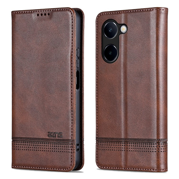 AZNS For vivo Y100i 5G PU Leather Phone Case Wallet Cover Magnetic Auto-absorbed - Coffee