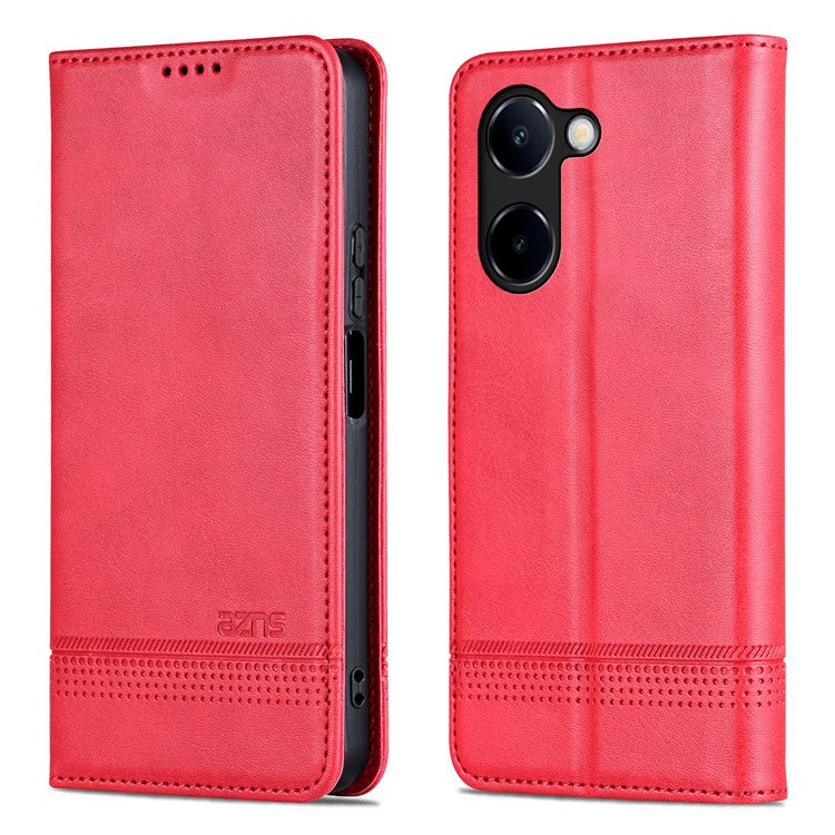 AZNS For vivo Y100i 5G PU Leather Phone Case Wallet Cover Magnetic Auto-absorbed - Red