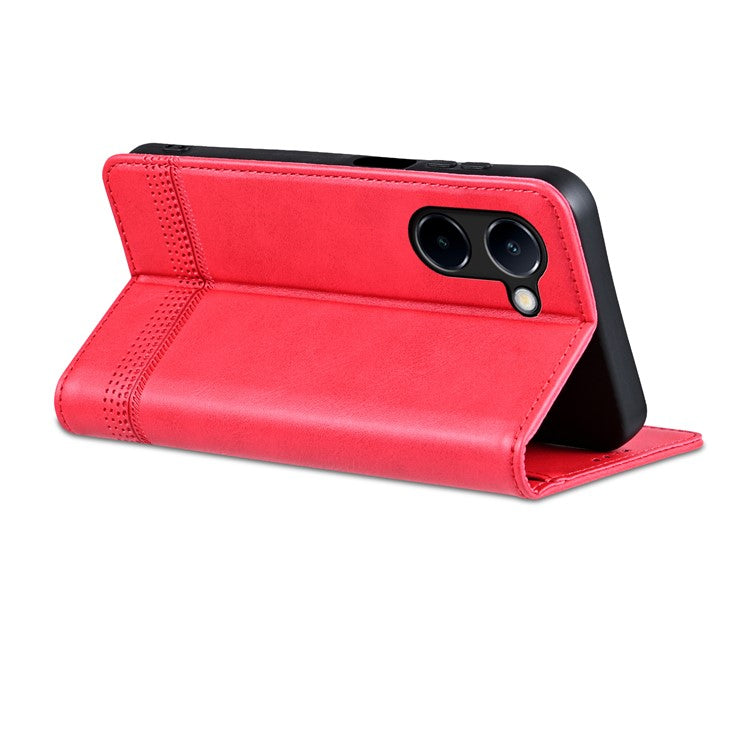 AZNS For vivo Y100i 5G PU Leather Phone Case Wallet Cover Magnetic Auto-absorbed - Red