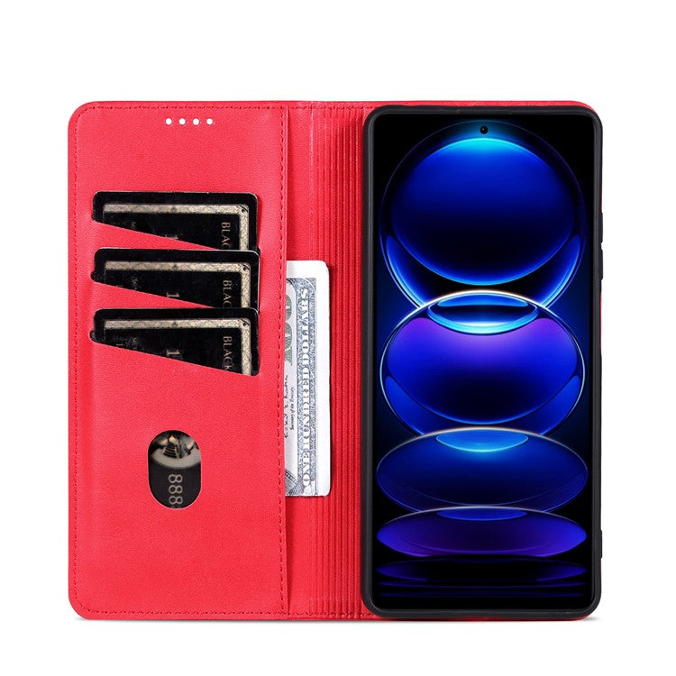 AZNS For vivo Y100i 5G PU Leather Phone Case Wallet Cover Magnetic Auto-absorbed - Red