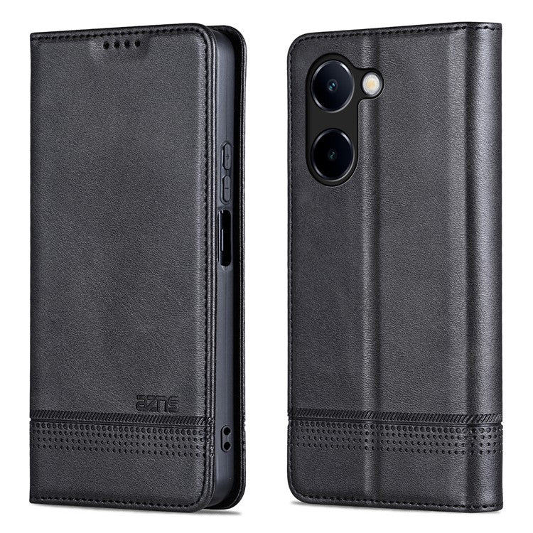 AZNS For vivo Y100i 5G PU Leather Phone Case Wallet Cover Magnetic Auto-absorbed - Black