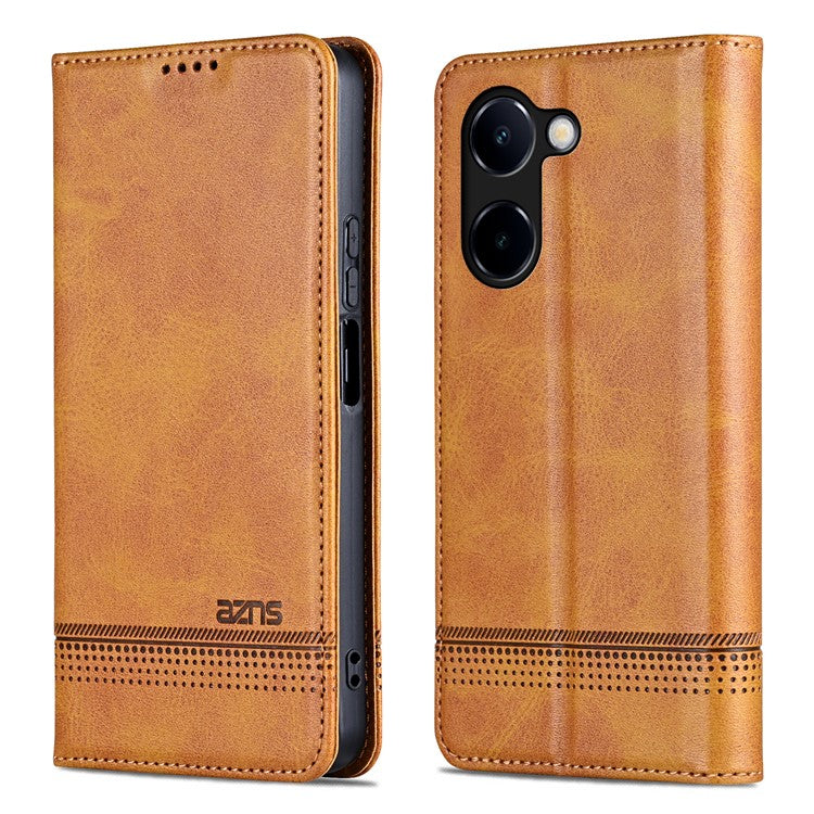 AZNS For vivo Y100i 5G PU Leather Phone Case Wallet Cover Magnetic Auto-absorbed - Brown