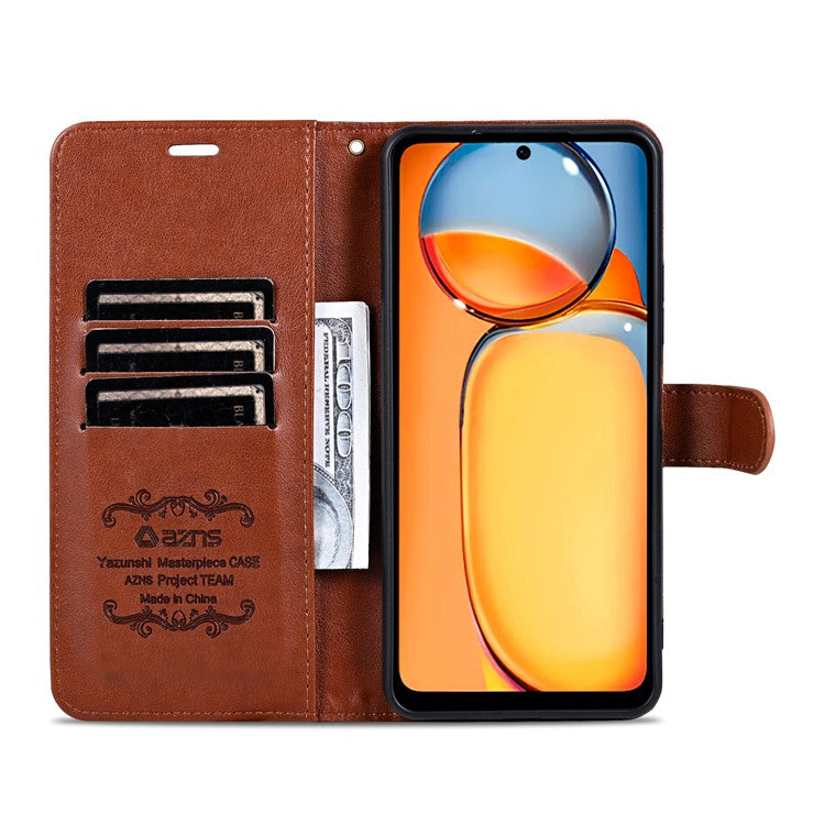 AZNS For vivo Y100i 5G Case PU Leather Flip Wallet Phone Cover - Brown