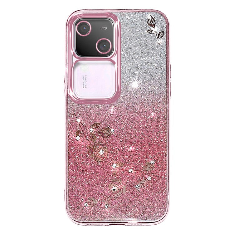 KADEM For vivo S18 5G Gradient Cell Phone Case Flower Decor TPU Cover - Rose Gold