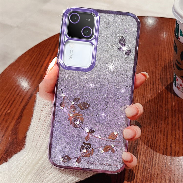 KADEM For vivo S18 5G Gradient Cell Phone Case Flower Decor TPU Cover - Purple