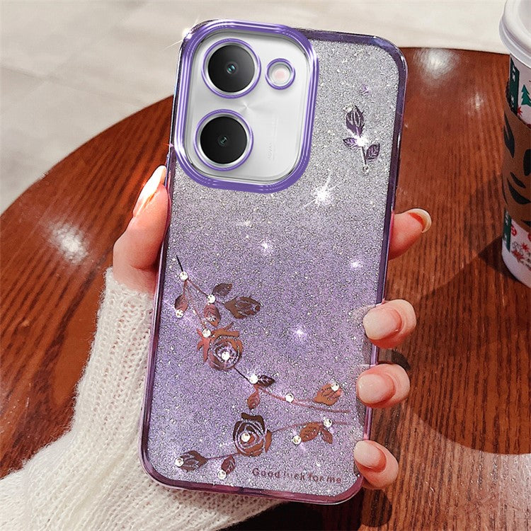 KADEM TPU Phone Case for vivo Y100i 5G Cell Phone Cover Flower Decor Gradient Shell - Purple