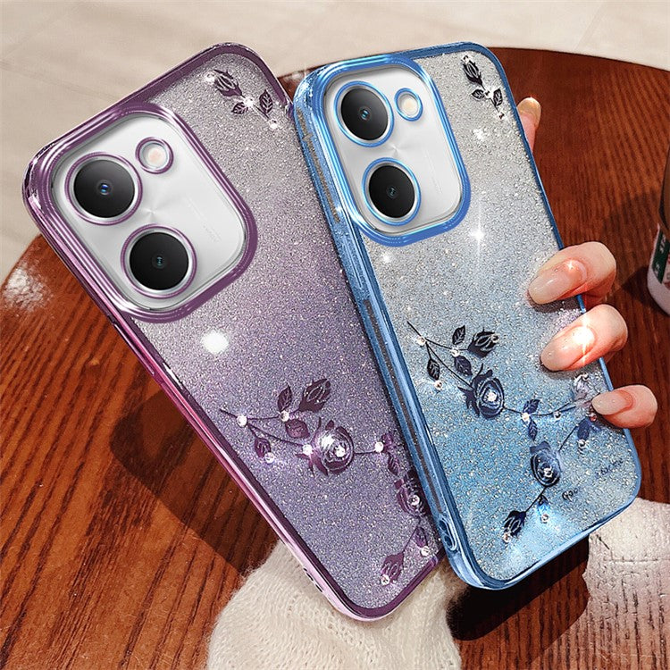 KADEM TPU Phone Case for vivo Y100i 5G Cell Phone Cover Flower Decor Gradient Shell - Purple