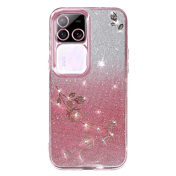 KADEM For vivo S18 Pro 5G Cases Rhinestone Decor Gradient Anti-Scratch TPU Cover - Rose Gold