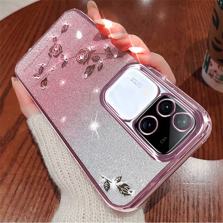 KADEM For vivo S18 Pro 5G Cases Rhinestone Decor Gradient Anti-Scratch TPU Cover - Rose Gold