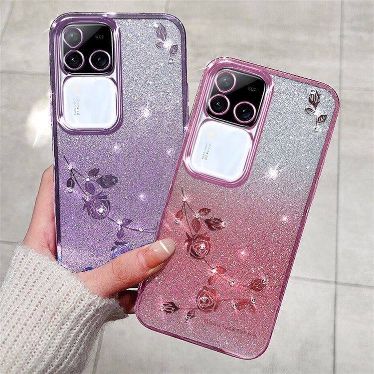 KADEM For vivo S18 Pro 5G Cases Rhinestone Decor Gradient Anti-Scratch TPU Cover - Rose Gold