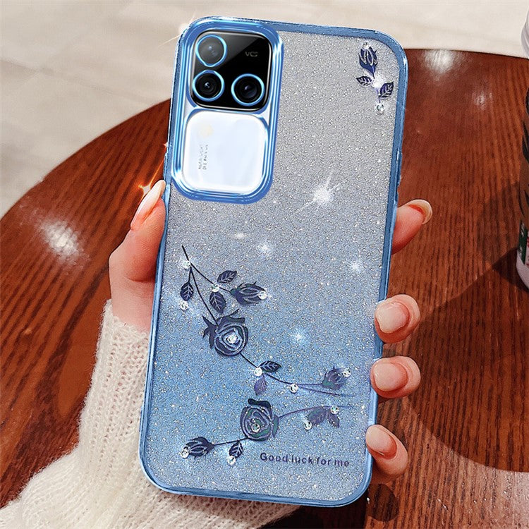 KADEM For vivo S18 Pro 5G Cases Rhinestone Decor Gradient Anti-Scratch TPU Cover - Blue