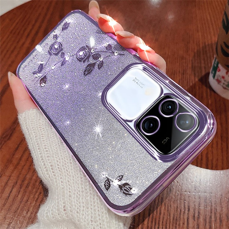 KADEM For vivo S18 Pro 5G Cases Rhinestone Decor Gradient Anti-Scratch TPU Cover - Purple