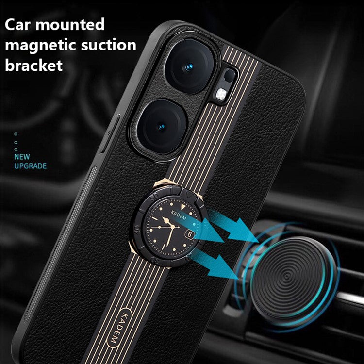 KADEM For vivo iQOO Neo9 5G Cover Ring Kickstand Anti-scratch Electroplating Cell Phone Case - Black