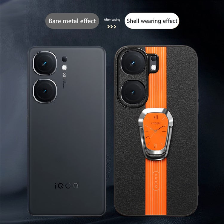 KADEM For vivo iQOO Neo9 5G Cell Phone Case Leather+TPU+Acrylic Kickstand Cover - Orange