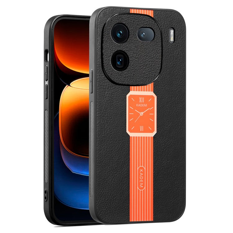 KADEM For vivo iQOO 12 Pro 5G Cell Phone Case Watch Pattern Leather Coated Acrylic+TPU Back Cover - Orange