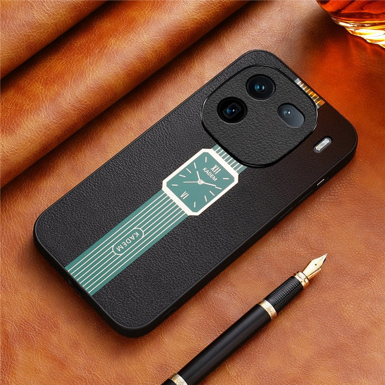 KADEM For vivo iQOO 12 Pro 5G Cell Phone Case Watch Pattern Leather Coated Acrylic+TPU Back Cover - Green