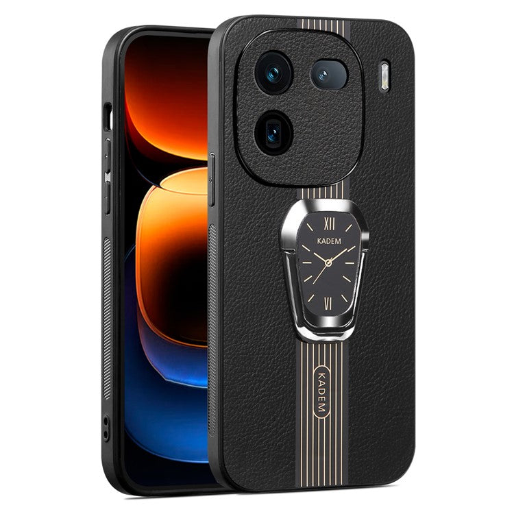 KADEM For vivo iQOO 12 5G Cover Shockproof PU Leather+TPU+Acrylic Phone Case - Black