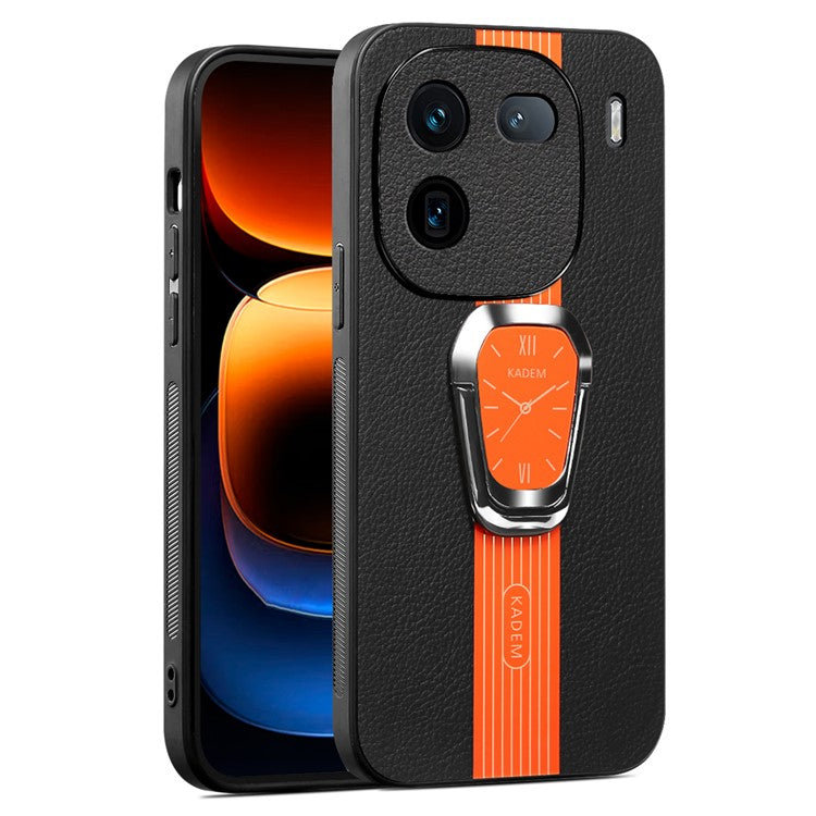 KADEM For vivo iQOO 12 Pro 5G Phone Cover PU Leather+TPU+Acrylic Scratch-proof Back Case - Orange