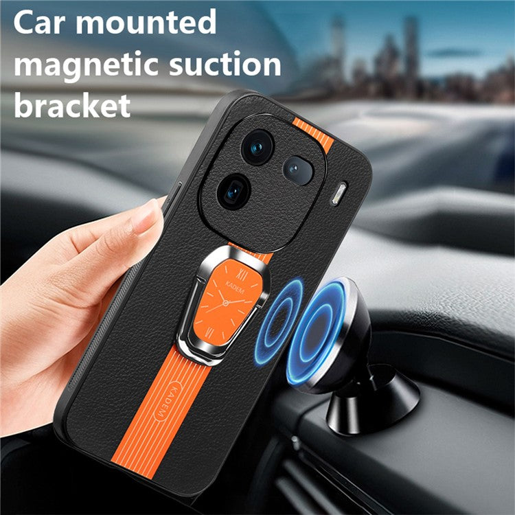 KADEM For vivo iQOO 12 Pro 5G Phone Cover PU Leather+TPU+Acrylic Scratch-proof Back Case - Orange