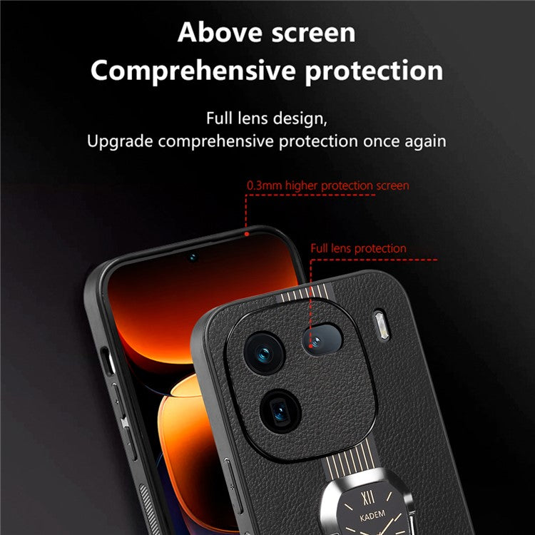 KADEM For vivo iQOO 12 Pro 5G Phone Cover PU Leather+TPU+Acrylic Scratch-proof Back Case - Orange